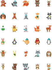 Animal Icon Combination Insects Hedgehog Deer