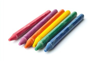 Fototapeta premium Colorful wax crayons isolated on white background. clipping path