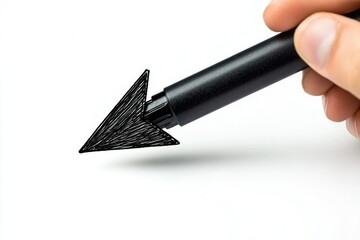 Hand draw arrow line marking with black marker isolated on white background. This has clipping path.