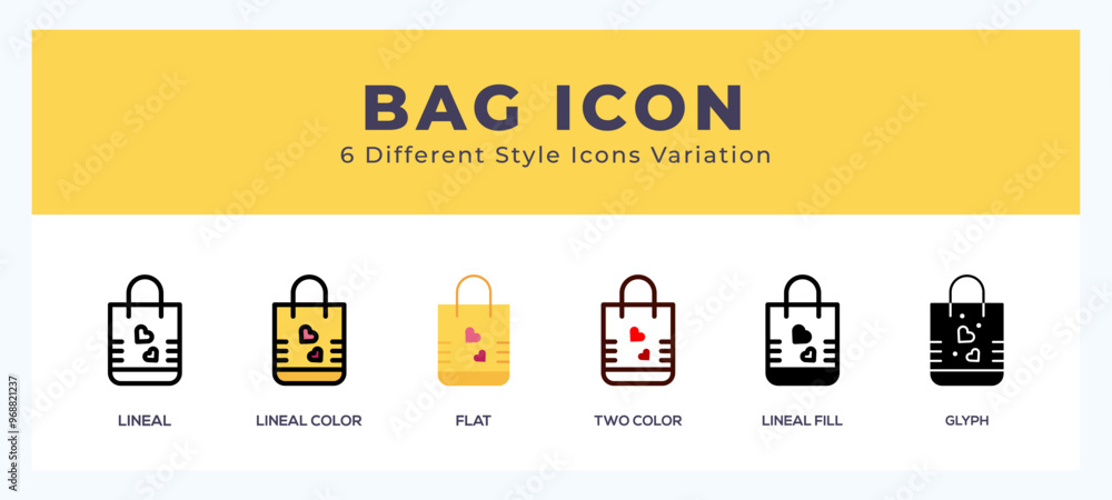 Poster bag icon set with different styles. design elements for logo. vector illustration.