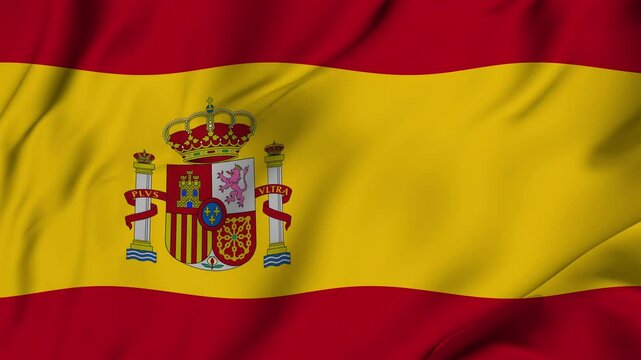 A beautiful view of the Spain flag video. 3d flag-waving video. Spain flag 4K resolution.