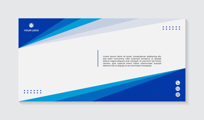 Modern blue triangle geometric abstract banner design white background