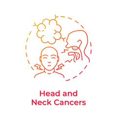 Head and neck cancer red gradient concept icon. Type of cancer. Throat and larynx oncology. Sore throat symptom. Round shape line illustration. Abstract idea. Graphic design. Easy to use in article