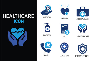 heart love life icon vector set health medical help charity support donation care sign illustration