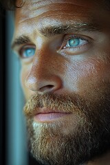 Obraz premium Modern Style: Bearded Man with Clear Features