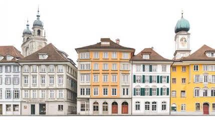 Fototapeta premium A row of colorful, historic buildings with distinct architectural styles.