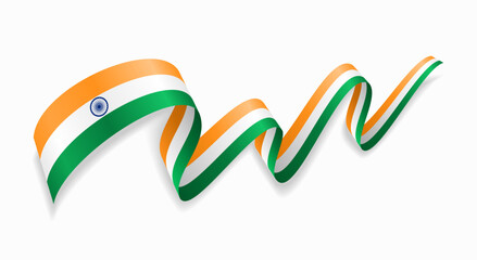 Indian flag wavy abstract background. Vector illustration.