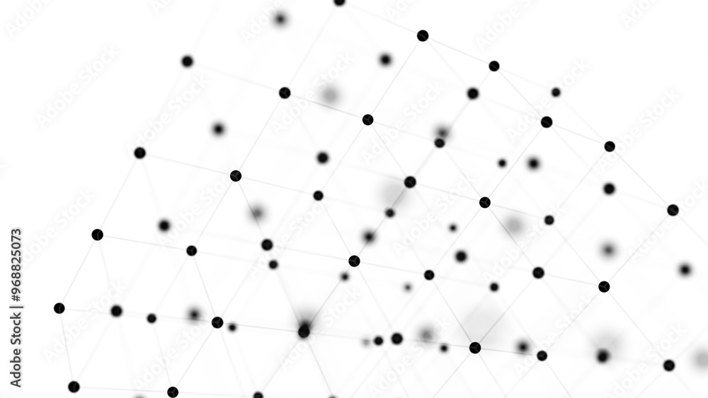 Poster Information storage cells. Abstract background with dots and lines. Network connection structure. Big data digital background. 3D rendering.