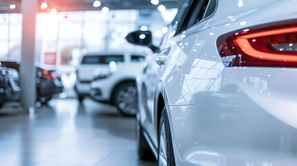 Car showroom selective focus on wheel background. Generative AI.