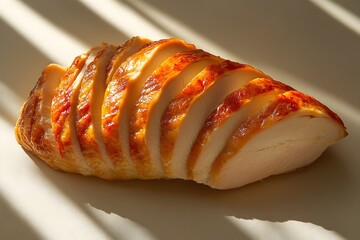 Minimalist Roasted Turkey Slices in Isometric View with Hard Shadows