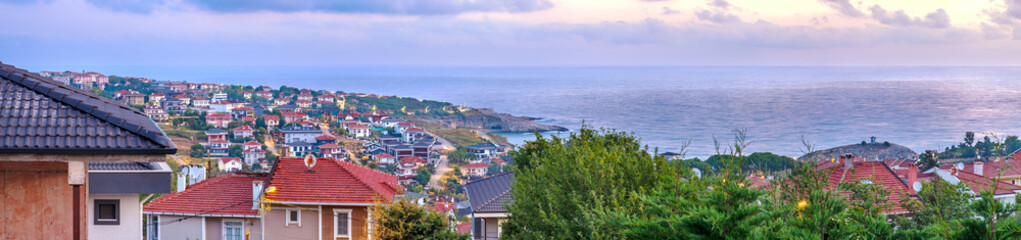 Sile, Turkey. Panorama of the city at dawn, early in the morning