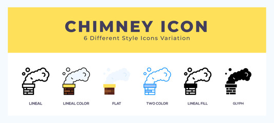 Chimney icon in filled. thin line. outline stroke and flat style.