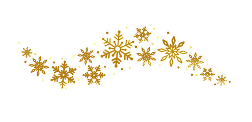 Whirlwind of golden snowflakes. Christmas and New Year's design element. Vector