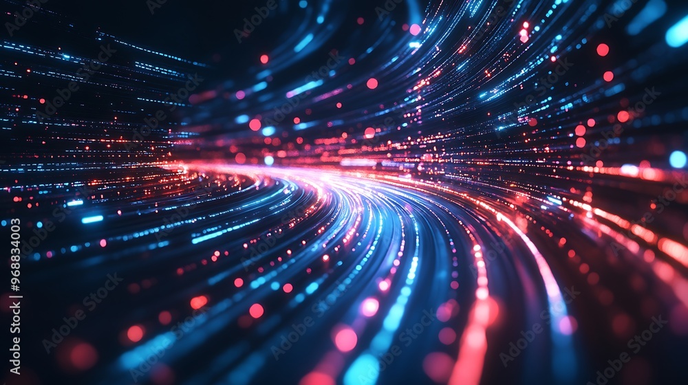 Aufkleber abstract background featuring digital data streams and light trails symbolizing information speed in