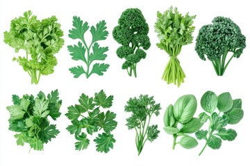 Fototapeta premium Collection of Fresh Green Herbs for Culinary and Medicinal Use - Perfect for Kitchen Decor and Recipes