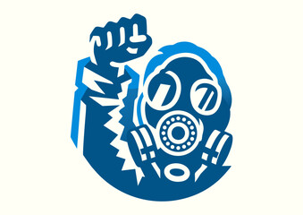 Protester wearing a protective respirator