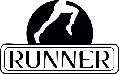 Runner lettering. Sports vector illustration. Hand drawn vector art