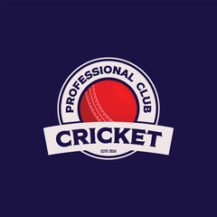 minimalist emblem of cricket logo template design. illustration vintage vector element of cricket ball icon