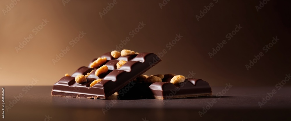 Wall mural elegant chocolate bar with nuts, showcasing rich textures and flavors, perfect for gourmet snacks or