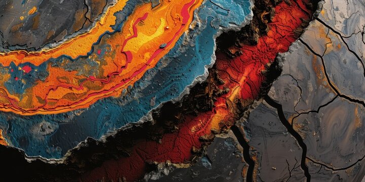 Detailed view of tectonic plate boundaries within Earth's crust and upper mantle revealing dynamic geological interactions