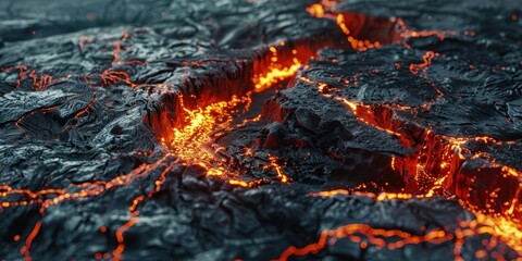 A detailed view of Earth's crust and upper mantle revealing tectonic plate movements at active volcanic sites