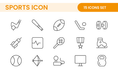 Sports and outdoor activities line icon set. Outline icon collection related to outdoor sports.
