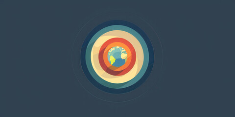 Minimalist cross-section diagram showcasing Earth's layers with flat colors and subtle core accents for educational use