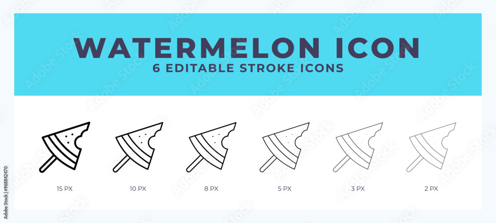 Poster watermelon icon set with different stroke. design elements for logo. vector illustration.