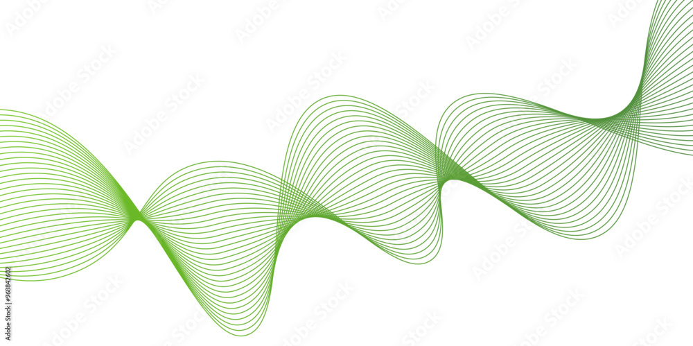 Poster abstract green wave line background with flowing curves and dynamic mesh pattern.green wave lines an