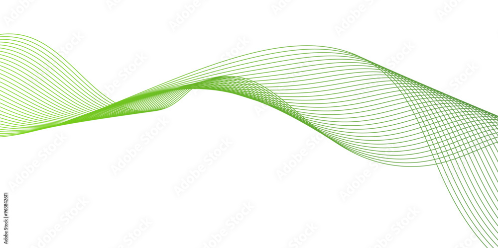 Poster abstract green wave line background with flowing curves and dynamic mesh pattern.green wave lines an