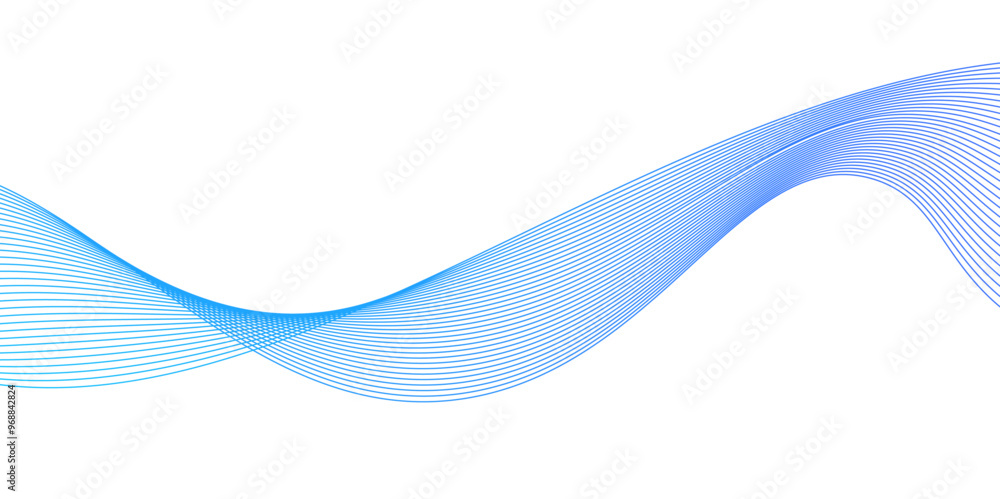 Poster blue wave lines on white background.abstract business wave curve lines background.blending line back