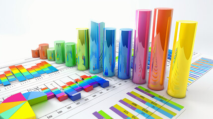 Obraz premium Colorful chart, charts, bar charts. Graph on the table. Pie chart market trend