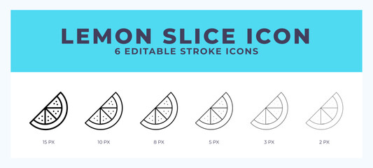 Lemon slice vector icon for web and app. Editable stroke vector illustration