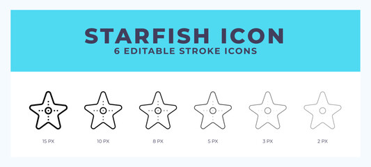 Starfish icon in thin line. Bold line. Regular line. Editable stroke.