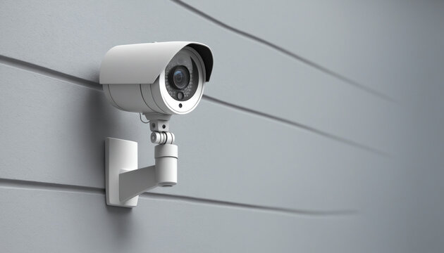 Fototapeta Caméra de surveillance électronique système vidéo mur maison appartement sécurité vol effraction cambriolage.