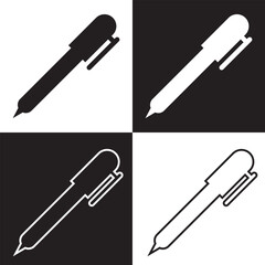 Pen simple icon set. Pen symbol collection. isolated on white and black background. Clothing icons. Vector Illustration. EPS 10