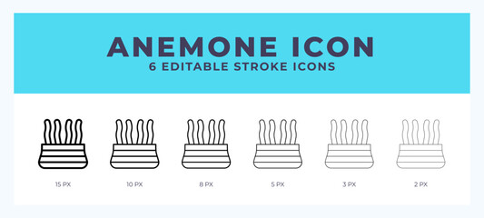 Anemone icon symbol. Logo illustration thin line. Bold line vector icons. Editable stroke