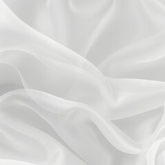 Obraz premium Flowing White Sheer Fabric Texture Background, Elegant Draped Textile with Delicate, Soft Folds