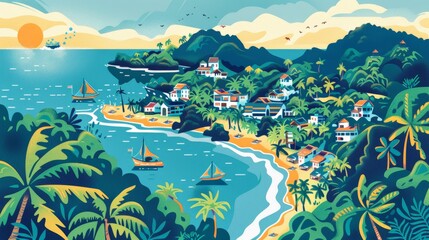 An illustrated map highlighting Koh Phangan in Thailand, known for its Full Moon Parties