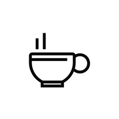 Hot Drink Hot Coffee or Tea Cup Icon with Rising Steam