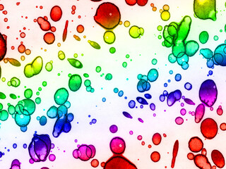 Author's artistic abstractions. Rainbow spots. Watercolor and alcohol inks.