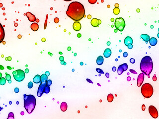 Author's artistic abstractions. Rainbow spots. Watercolor and alcohol inks.