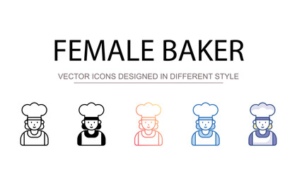 Female Baker icon design with white background stock illustration