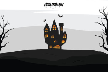 Halloween funny background silhouette  illustration.