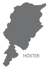 Höxter city map with boroughs grey illustration silhouette shape