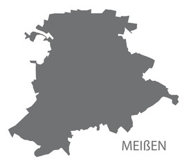 Meißen city map with boroughs grey illustration silhouette shape