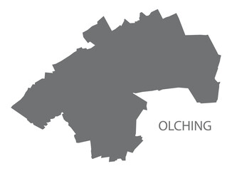 Olching city map with boroughs grey illustration silhouette shape