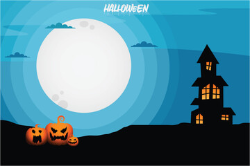 Halloween funny background silhouette  illustration.