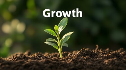 Lush Green Plant Sprouting with Growth Concept Symbolism on Minimal Background