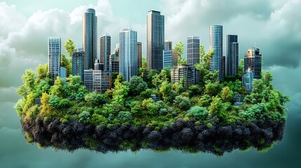 Obraz premium Photorealistic image of skyscrapers growing from soil like plants symbolizing the organic growth of businesses into successful towering enterprises